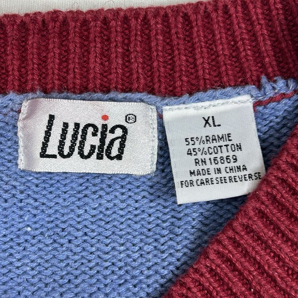 Vintage Lucia Apple Orchard Farm Cardigan Sweater XL Novelty Country Dog Festive - Picture 6 of 14